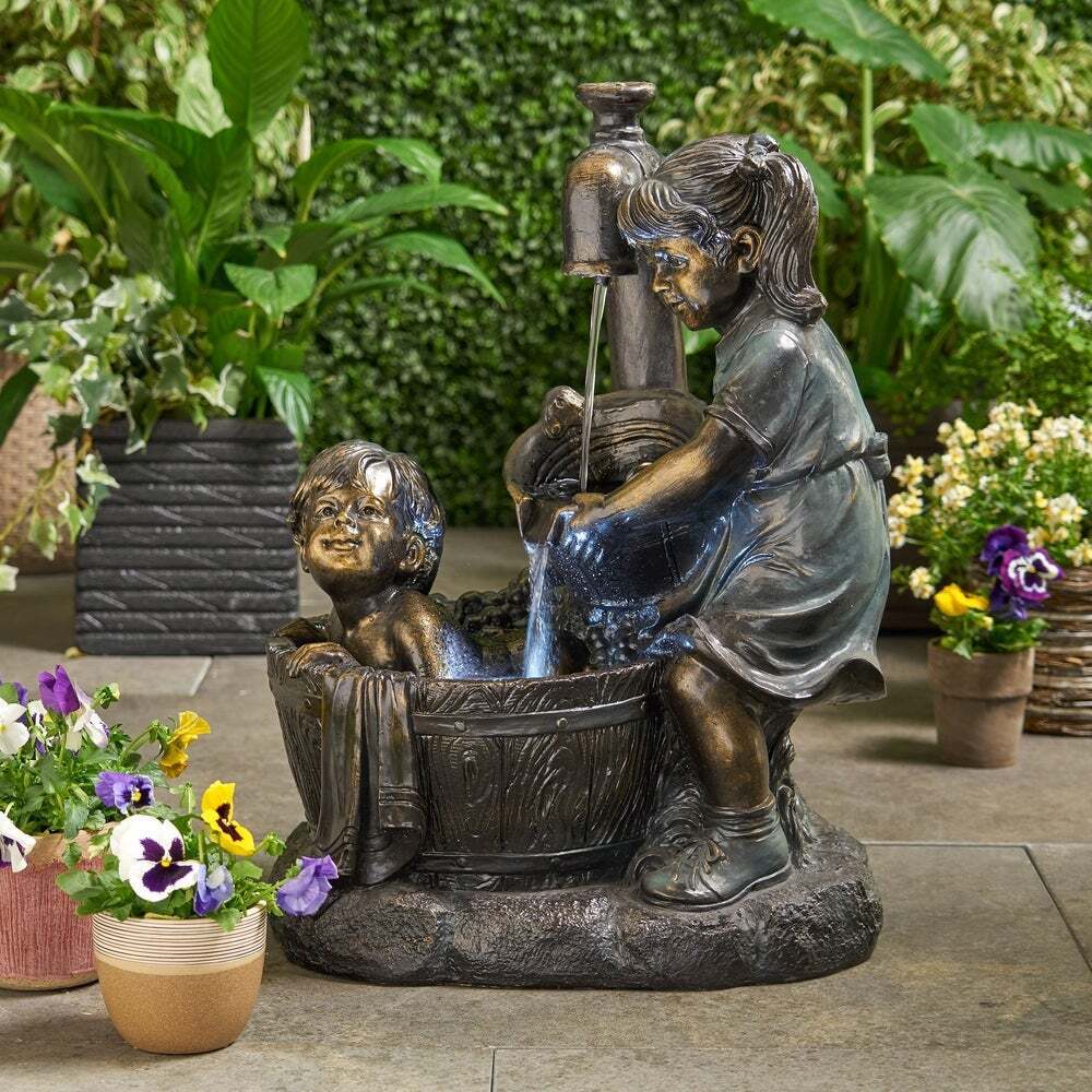 Boy & Girl Garden Statue
